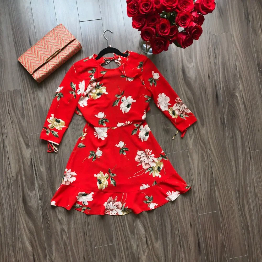 TOPSHOP Ruffle Floral Tea Dress - Picture 2 of 8